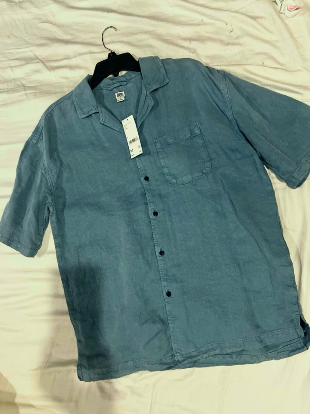 BDG Men's Short-Sleeve Button-Down Shirt - Light Blue